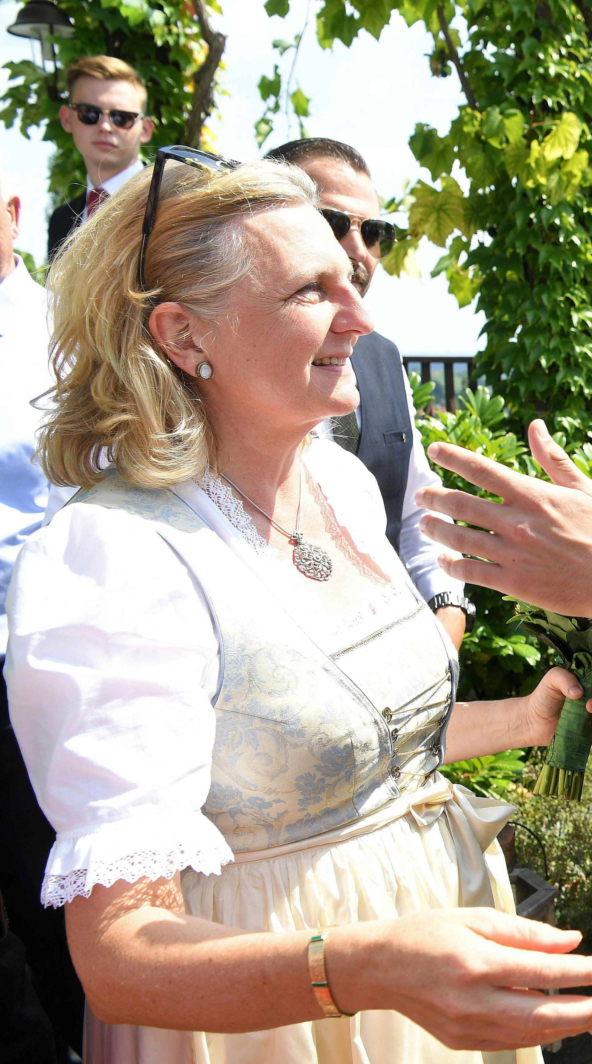 Austria's Chancellor Kurz congratulates Foreign Minister Kneissl at her wedding in Gamlitz