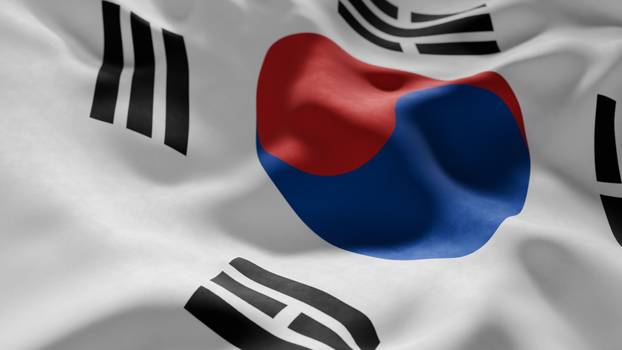 Close-up of Waving South Korea flag