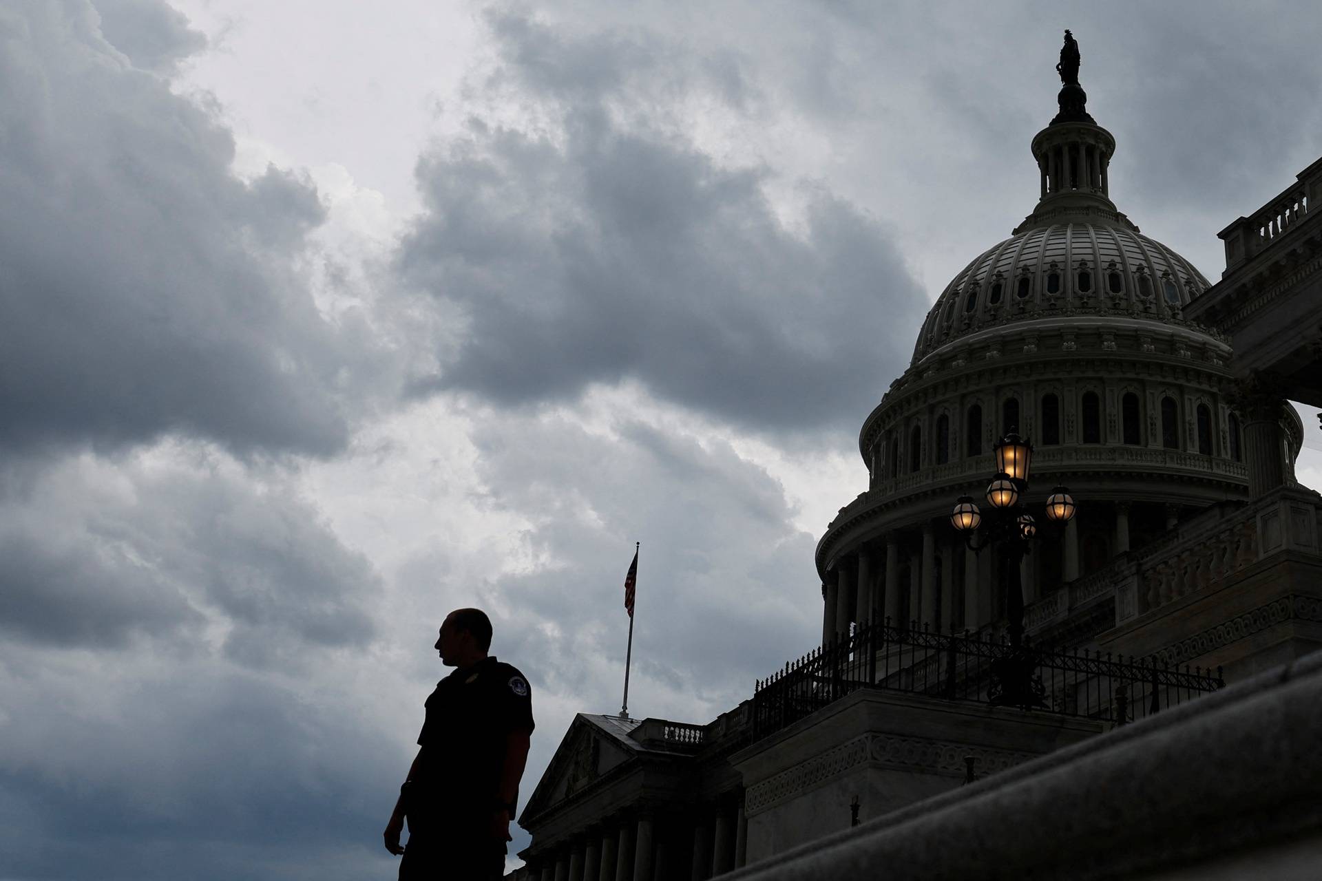 Storm clouds pass over the U.S. Capitol in Washington