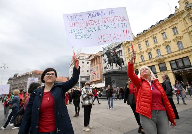 Zagreb: Prosvjed zaposlenih u dječjim vrtićima u Hrvatskoj