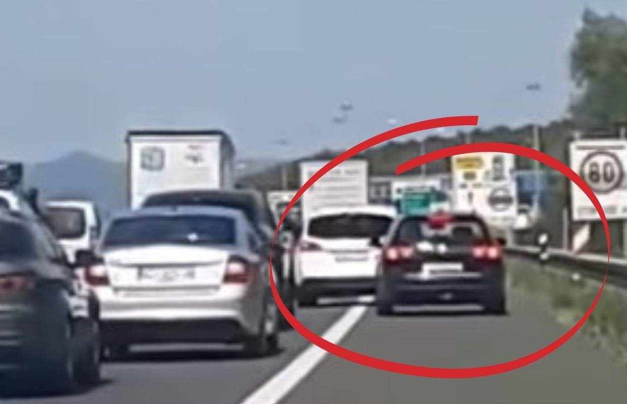 VIDEO Bahati vozač kod Lučkog vozi po zaustavnoj traci: 'Prijeti svima koji ga ne žele propustiti'