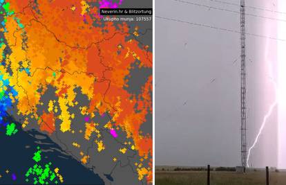 VIDEO Zabilježili 107.000 munja u 24 sata! U Slavoniji su snimili jednu kako udara u radio toranj