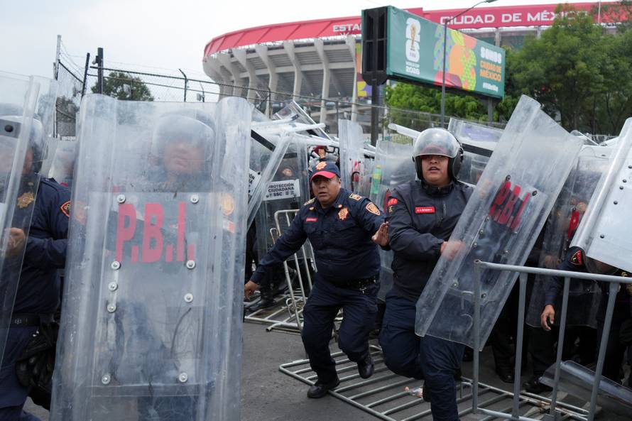 Protest march ahead of the opening match of the 2026 FIFA World Cup, in Mexico City