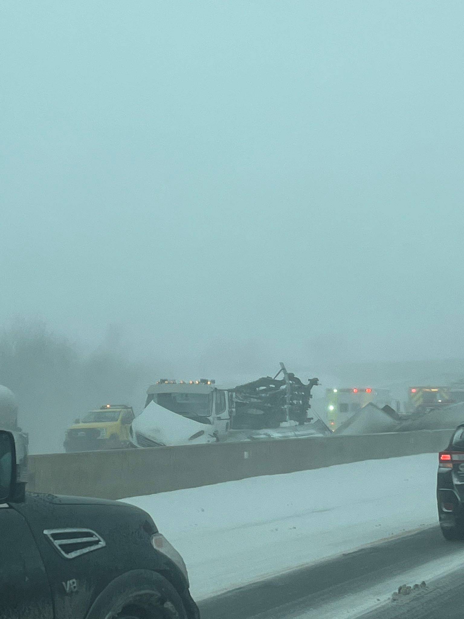 Ohio Turnpike is seen closed in both directions after a massive pileup blocked traffic near Sandusky amid a severe winter storm