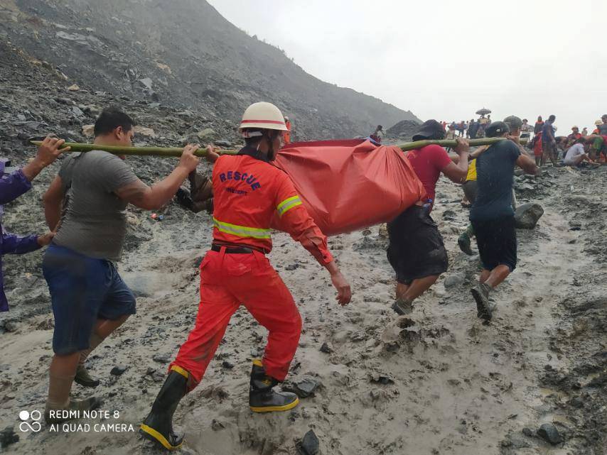 Jade mine collapses following a landslide in Phakant