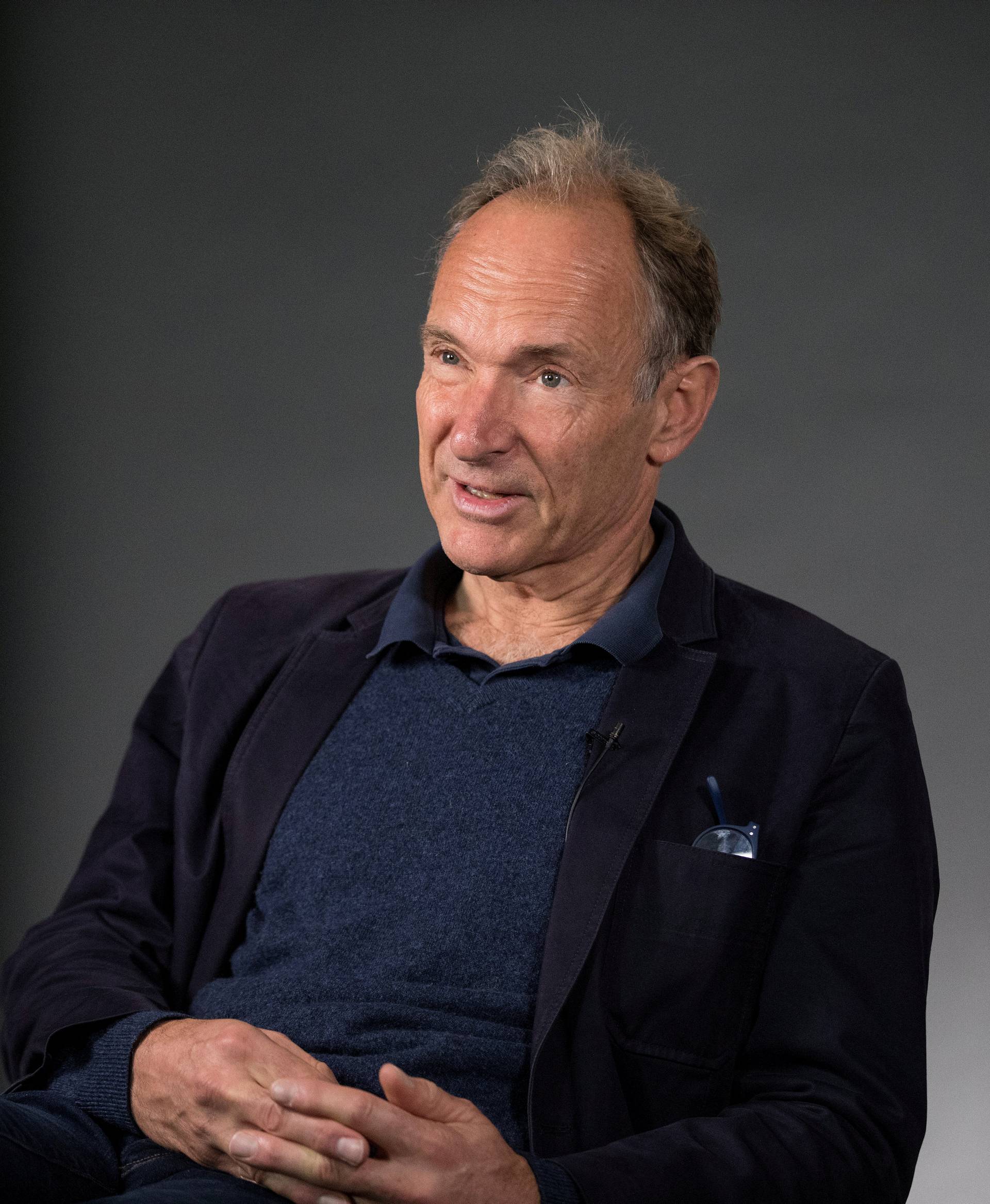 FILE PHOTO: World Wide Web founder Tim Berners-Lee speaks during an interview at the Mozilla Festival 2018 in London