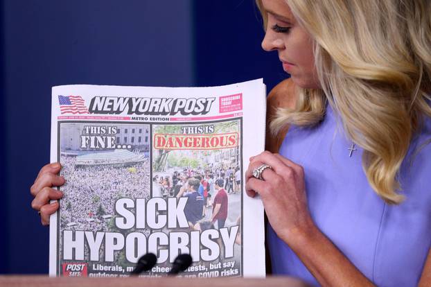 FILE PHOTO: White House Press Secretary McEnany speaks to news reporters at the White House in Washington