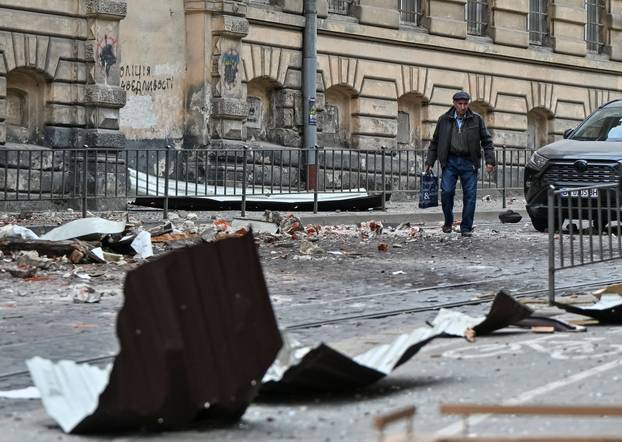 Aftermath of Russian drone strikes in Lviv