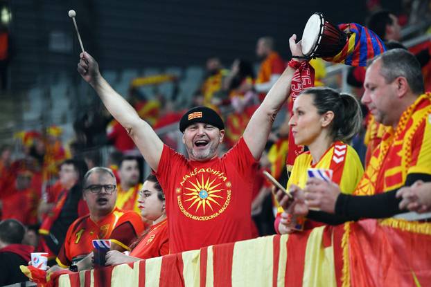 Varaždin: Navijači na utakmici IHF Svjetskog rukometnog prvenstva 2025., Mađarska - Sjeverna Makedonija