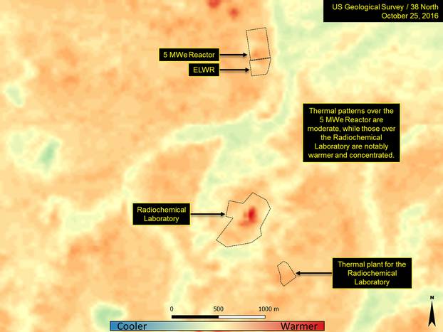 A thermal image of the radiochemical laboratory at the Yongbyon nuclear plant in North Korea