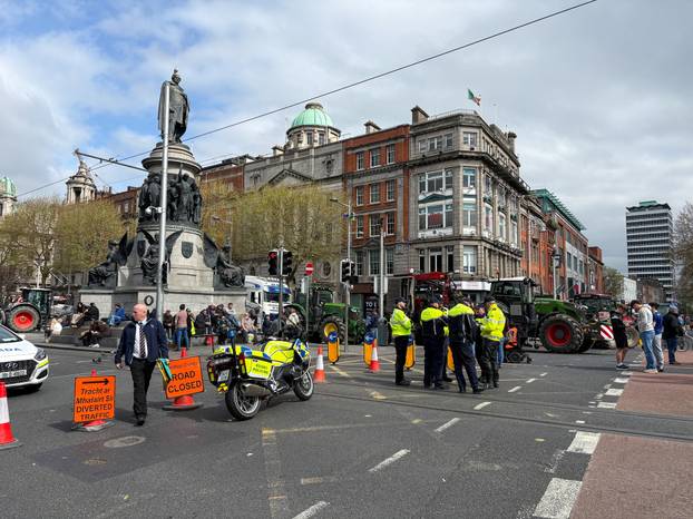 Vehicles block access to Dublin's O'Connell Street