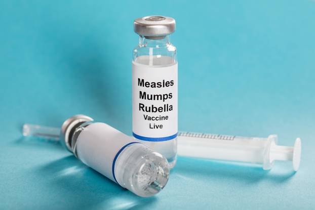 Measles Mumps Rubella Vaccine Vials With Syringe