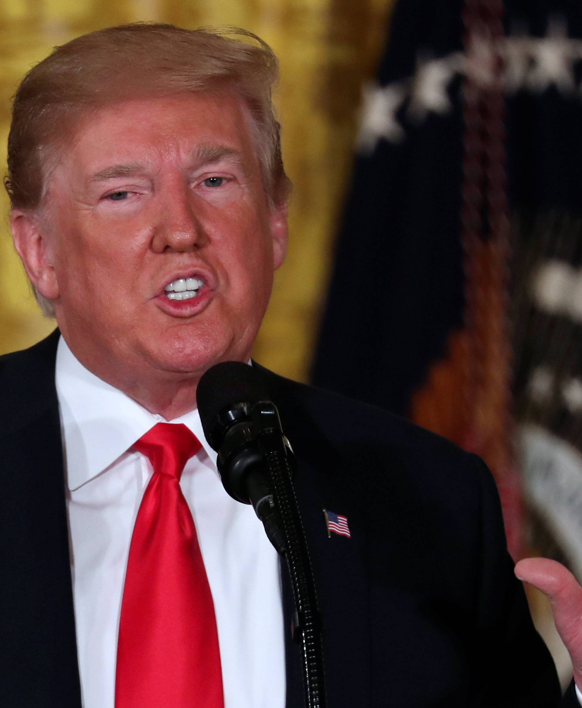 U.S. President Donald Trump delivers remarks at a meeting of the National Space Council at the White House in Washington