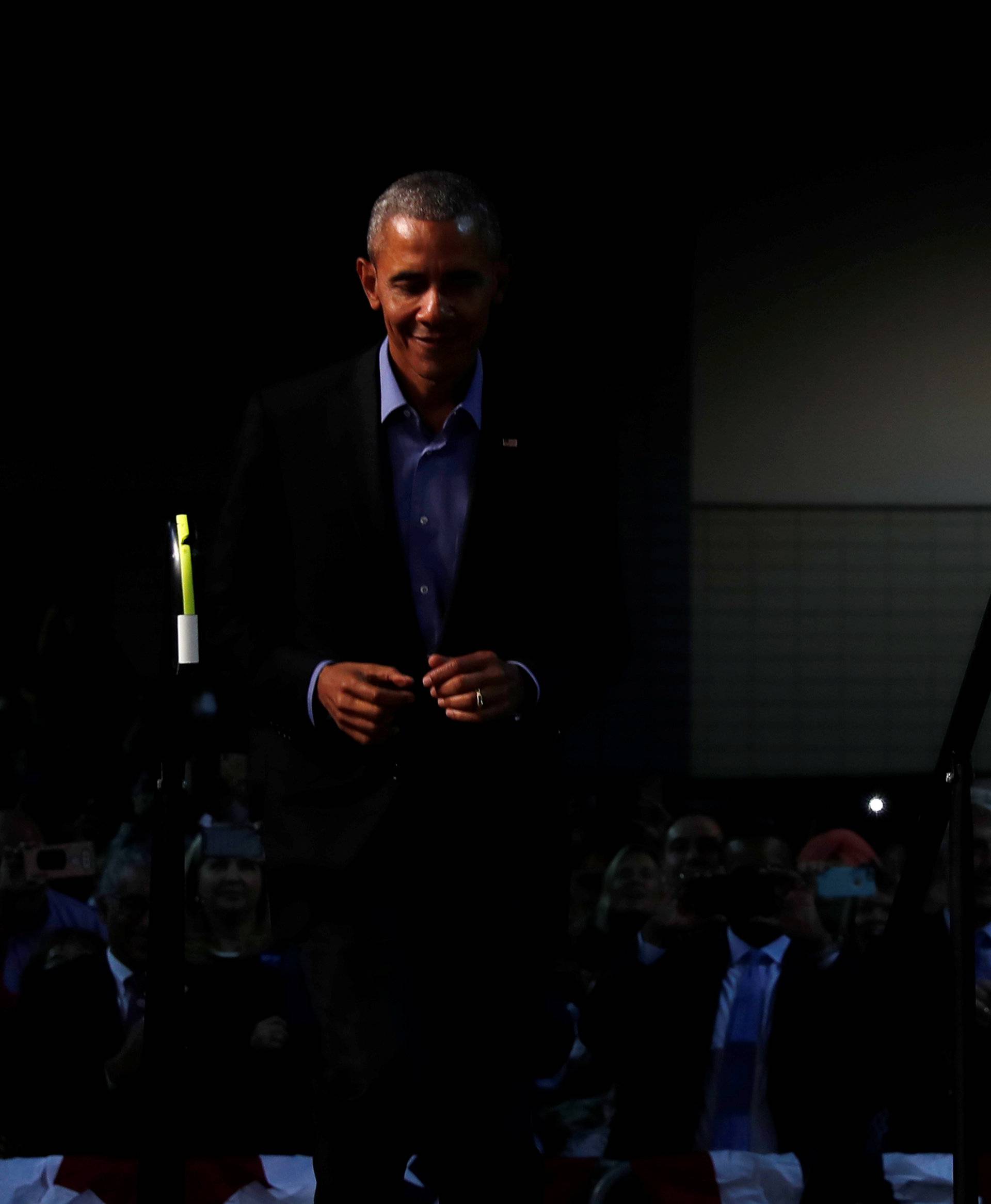 Obama campaigns in support of Northam at a rally with supporters in Richmond, Virginia