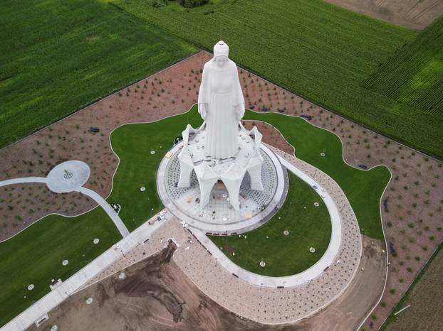 Europe's largest statue of the Virgin Mary ahead of its official opening to the public in the village of Konotopie near Torun