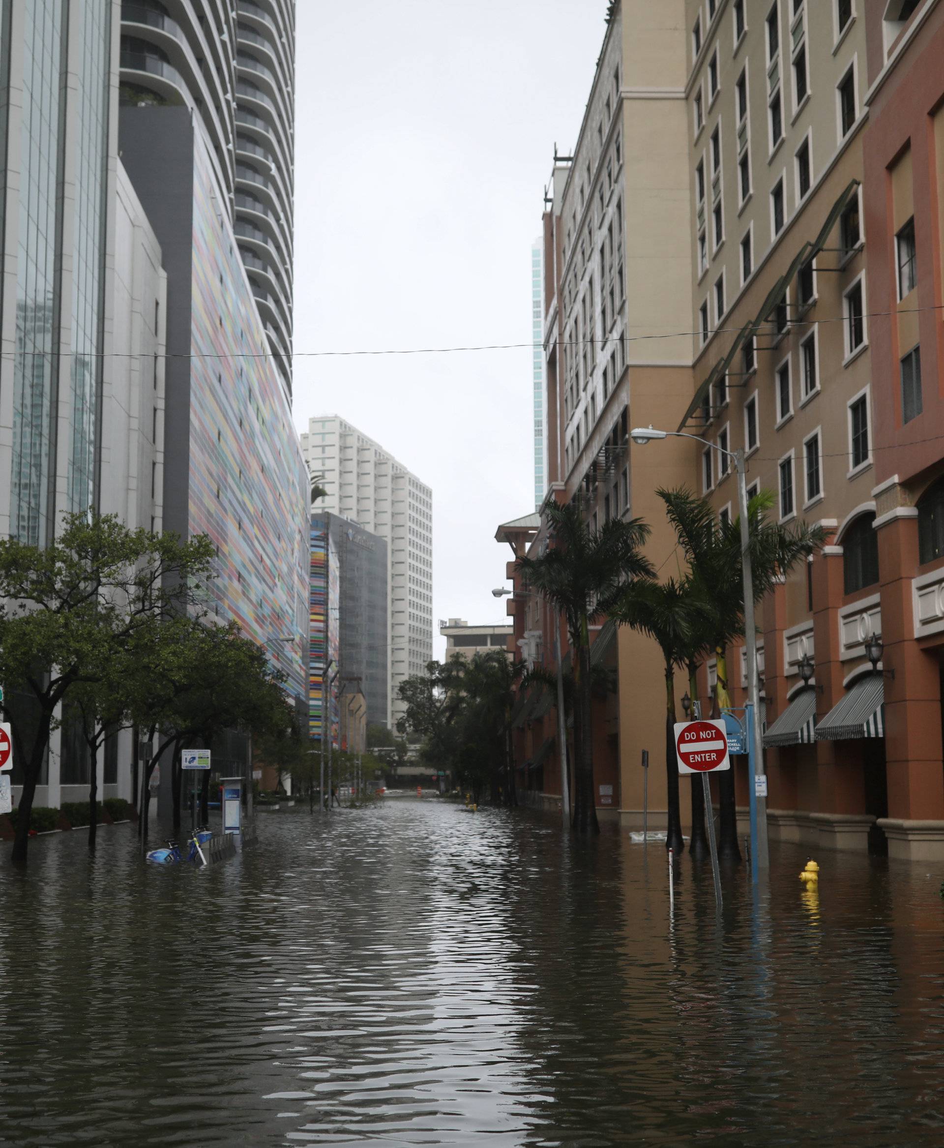 Flooding in the Brickell neighborhood as Hurricane Irma passes Miami