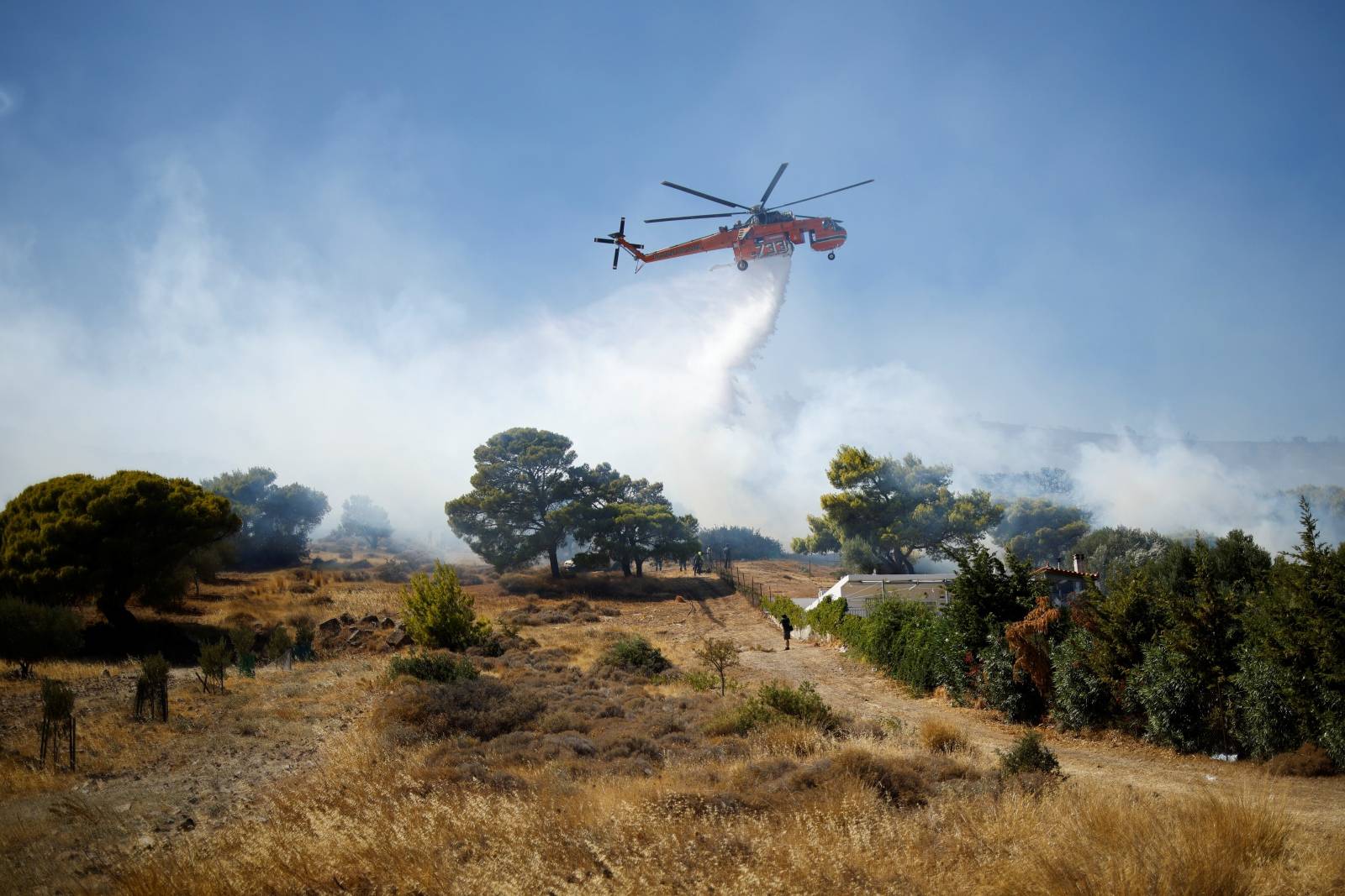 Wildfire burns in Markati