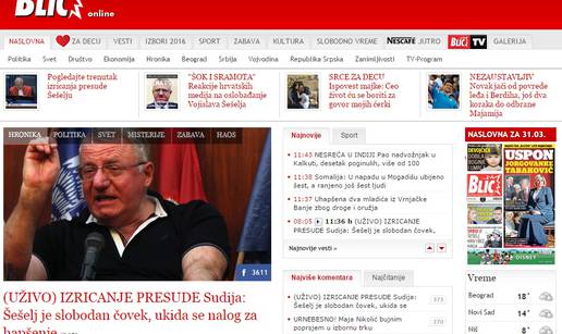 Srbijanski mediji o presudi: Srbiji Šešelj kriv i bez Haaga