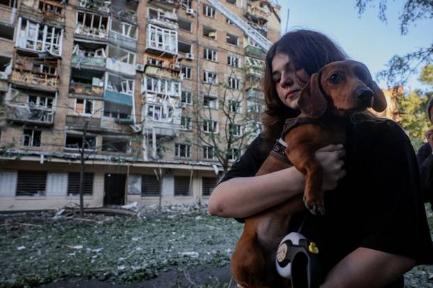 Aftermath of an overnight Russian missile and drone strike, in Kyiv