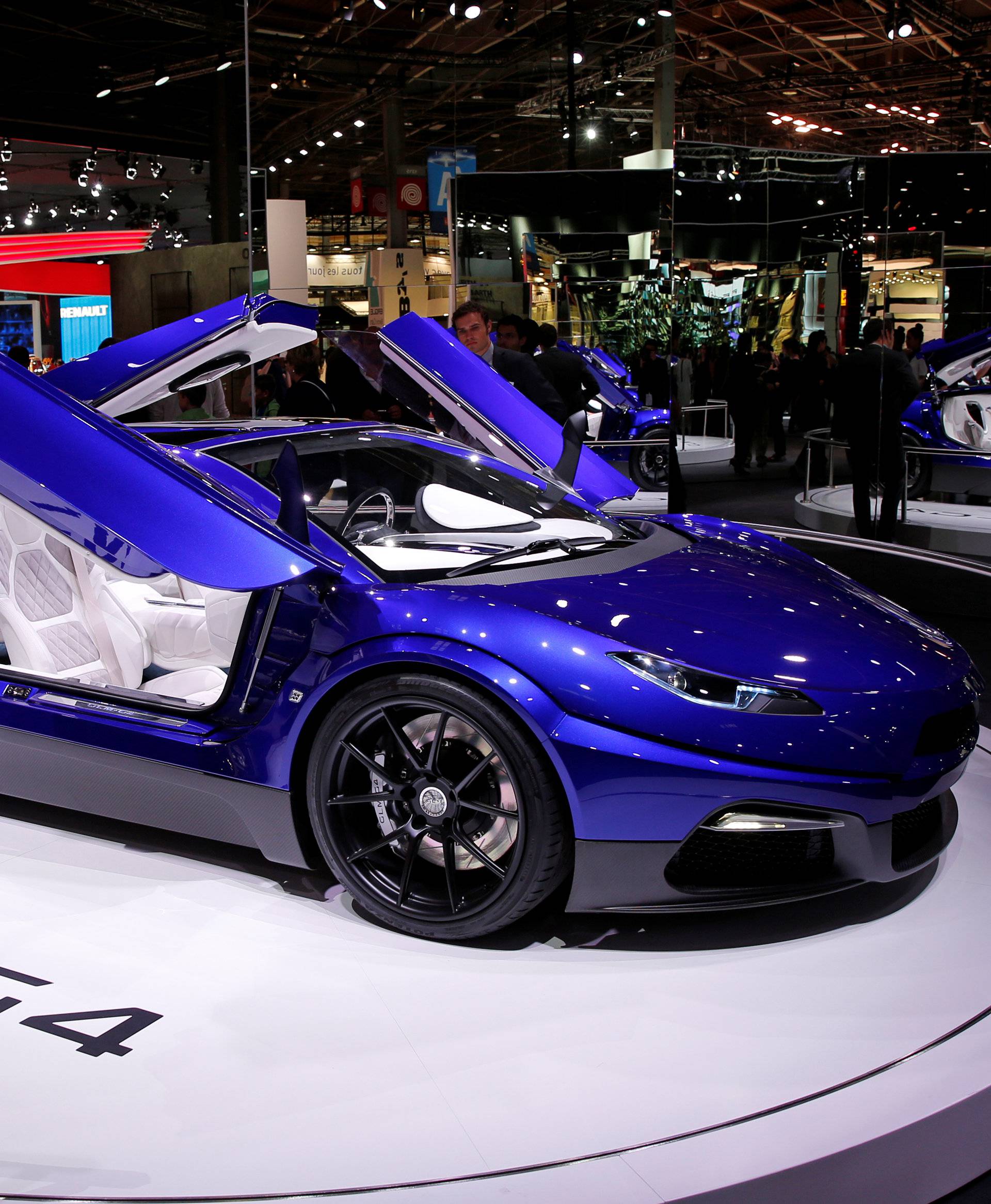 The sports car with electric drive Roadyacht GLM-G4 is displayed on media day at the Paris auto show, in Paris