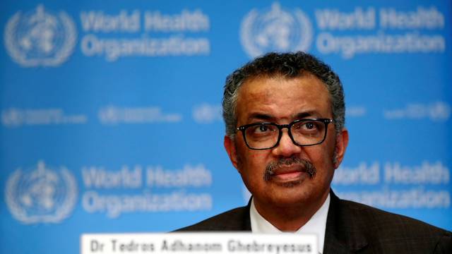 FILE PHOTO: World Health Organization holds daily news briefing on coronavirus, in Geneva