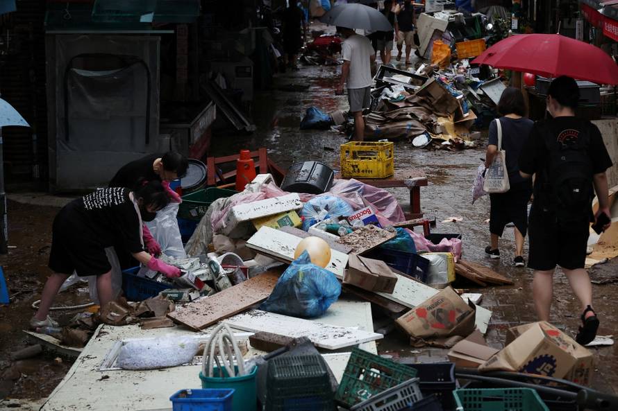Aftermath of record level of torrential rain in Seoul