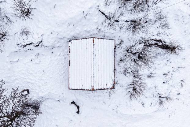 Pogled iz zraka na Bjelašnicu u potpunosti prekrivenu snijegom