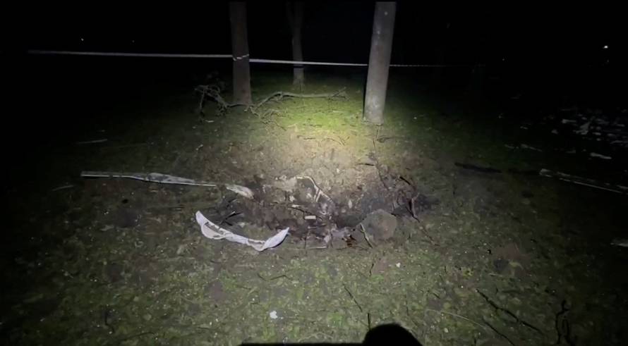 Aftermath of a mass overnight drone attack by Russian forces, at a location given as Odesa