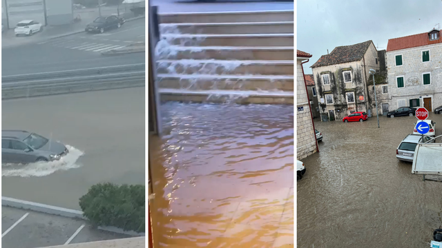 Nevjerojatne snimke: Vozila 'plivaju' po ulicama, poplava u Kaštelima: 'Zapeli smo na cesti'