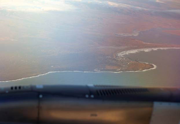 A view from a plane of the village of Grindavik