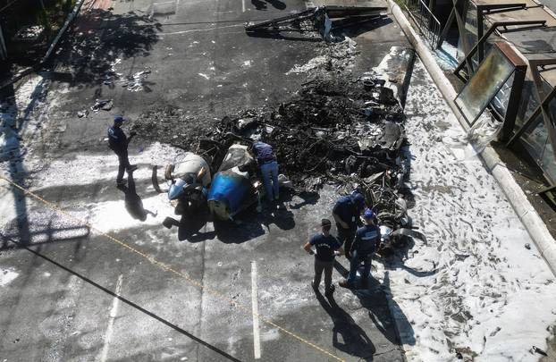 Small plane crashes into vehicles on busy Sao Paulo avenue