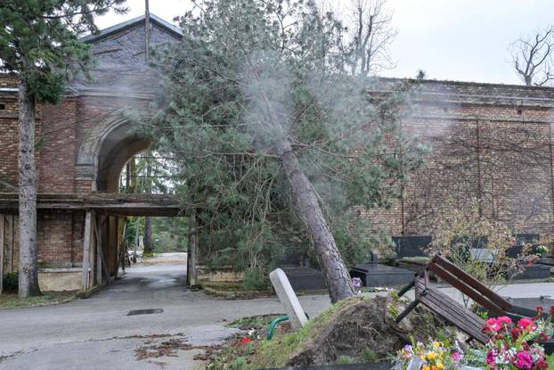 Zagreb: Teško oštećeno gradsko groblje Mirogoj