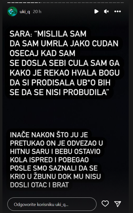 Sestra influencerice Uki Q: 'Oko njegove mame smo se svađali, tukao mi je glavom o pločice'