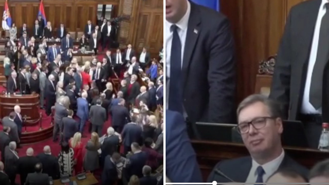 Pravi kaos u parlamentu Srbije! Oporba se zaletjela na Vučića: 'Jeste vi to htjeli da ga bijete?'
