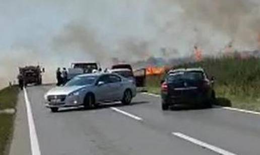 Gori polje pšenice uz cestu, auti se okretali u panici i bježali...