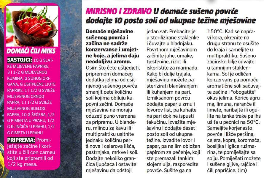 Zimnica od začina: Napravite miks za pečenja, ribu i juhe