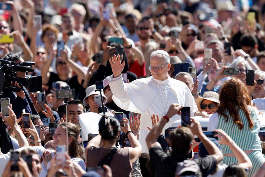 Pope Leo XIV holds the general audience in St. Peter's Square at the Vatican