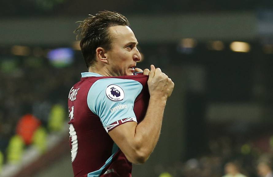 West Ham United's Mark Noble celebrates scoring their first goal