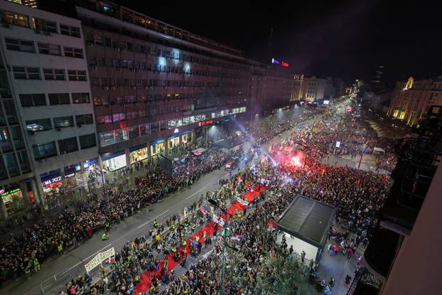 Supporters welcome students from across Serbia as they converge in the capital Belgrade for mass protests over the fatal November 2024 Novi Sad railway station roof collapse