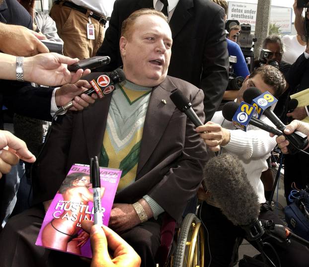 FILE PHOTO: LARRY FLYNT ARRIVES TO VOTE IN THE CALIFORNIA RECALL ELECTION.