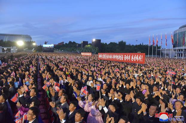 The Central Reporting Conference commemorating the 75th anniversary of the founding of the Democratic People's Republic of Korea is held in Pyongyang, North Korea