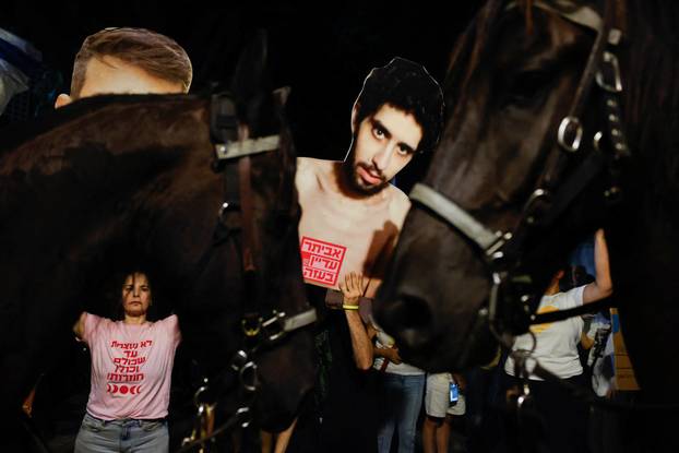 Protest demanding release of hostages held in Gaza, in Tel Aviv