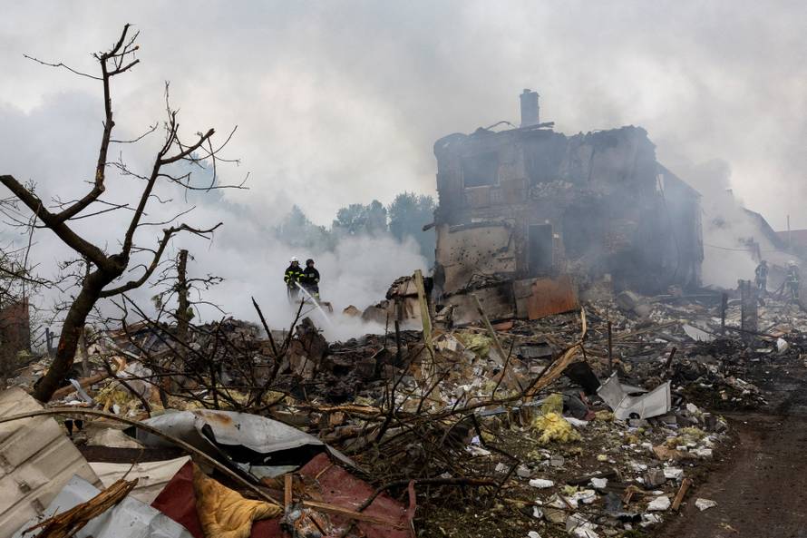 Aftermath of a Russian attack in Kyiv region