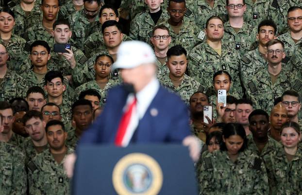 U.S. President Donald Trump visits the aircraft carrier USS George Washington in Yokosuka