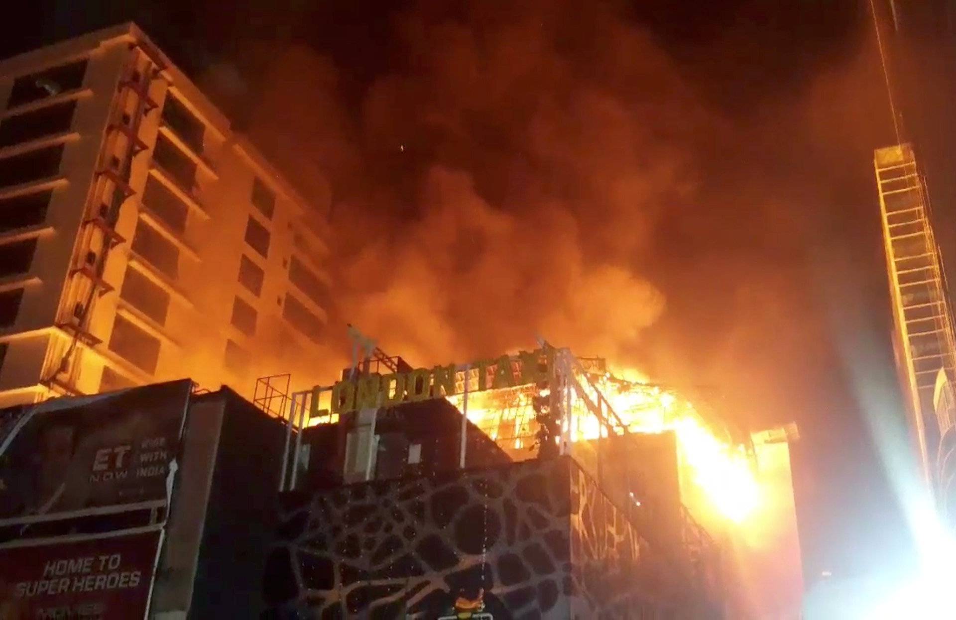 Fire rages at a multi-storey building in Mumbai, India