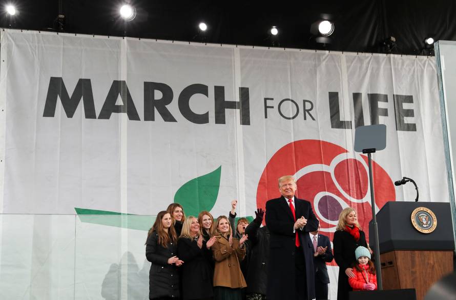 U.S. President Trump takes the stage to address the 47th annual March for Life in Washington