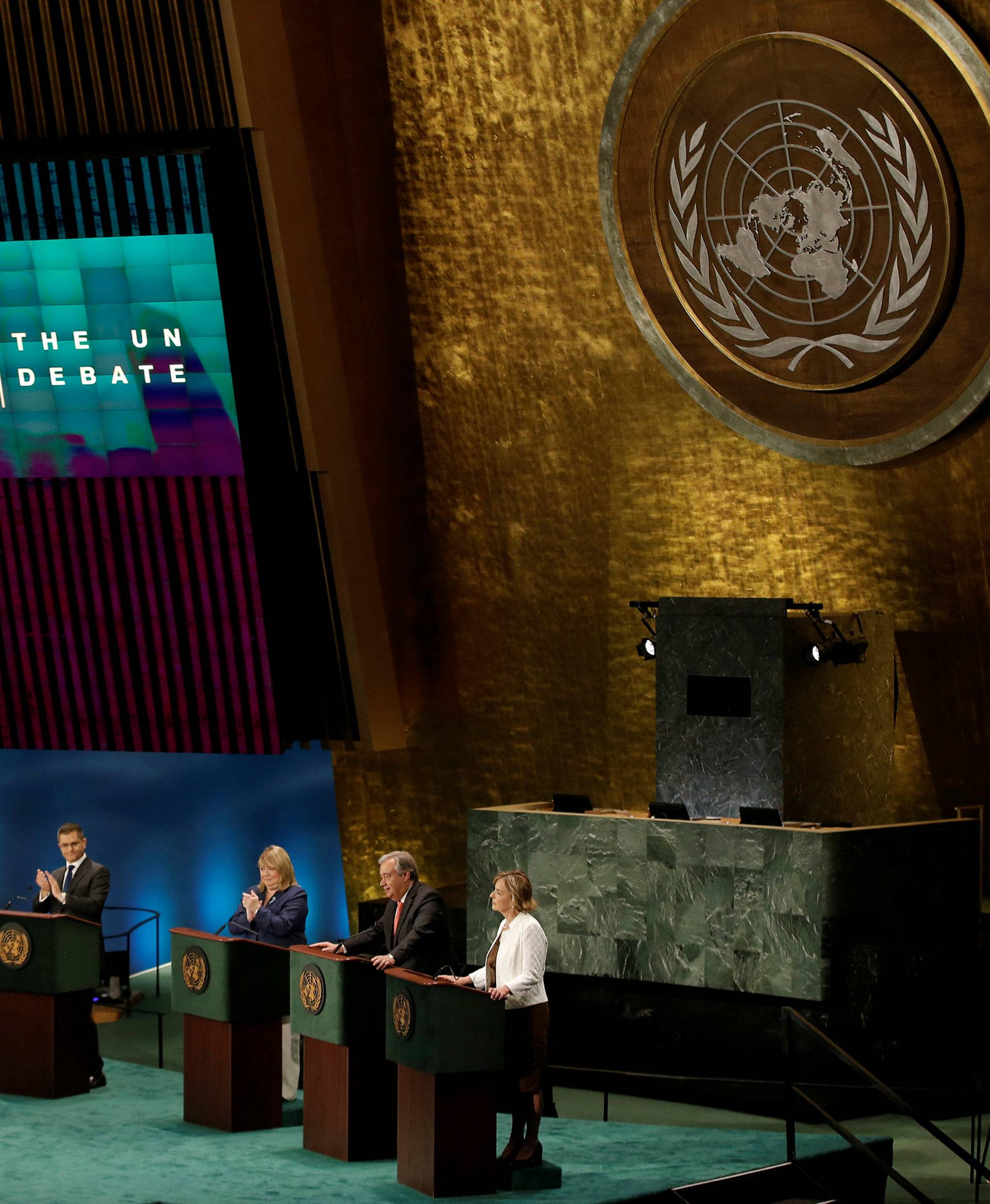 Candidates vying to be the next United Nations Secretary General debate in the U.N. General Assembly at U.N. headquarters in Manhattan, New York