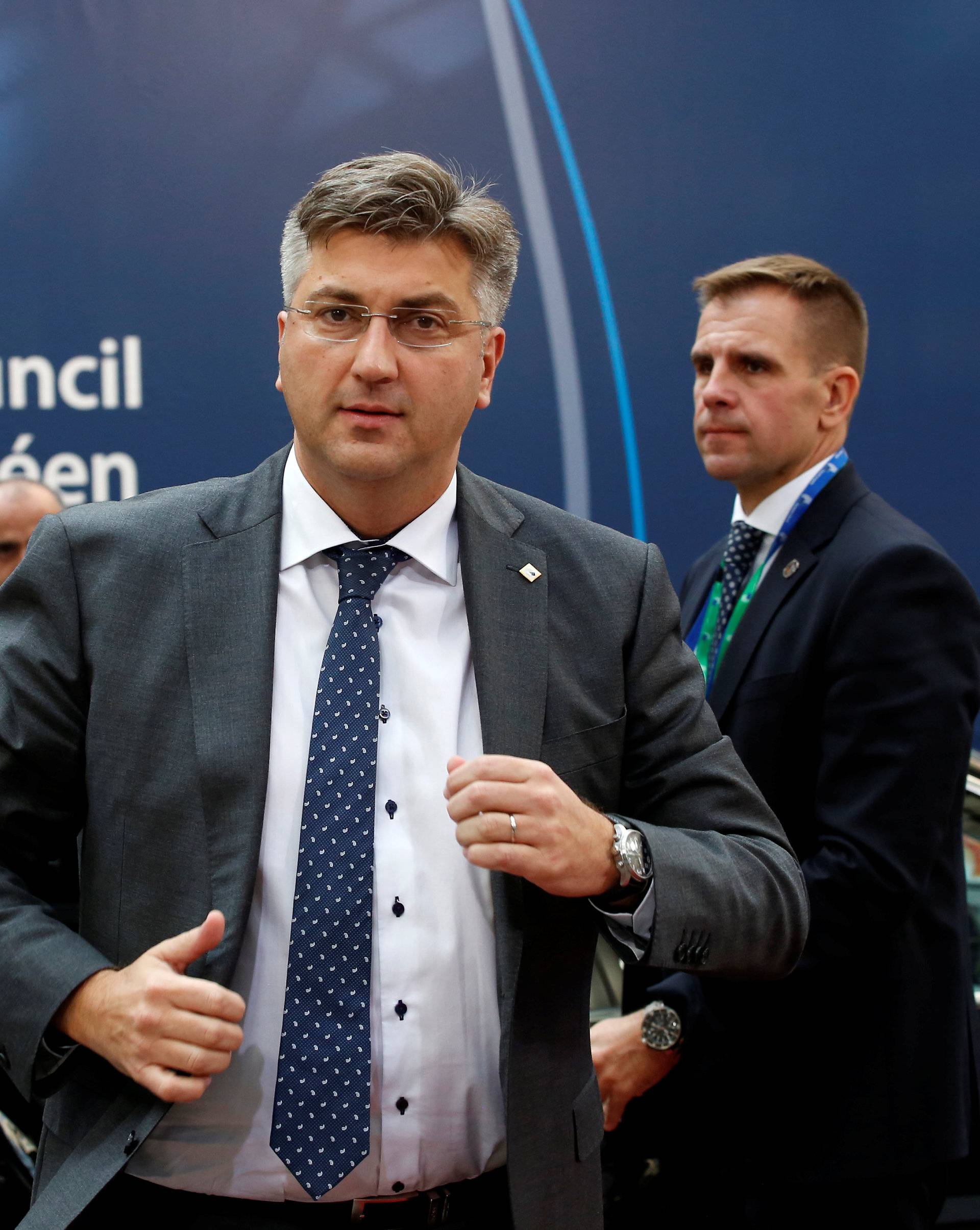 Croatian Prime Minister Andrej Plenkovic arrives at a EU summit at the European Council headquarters in Brussels