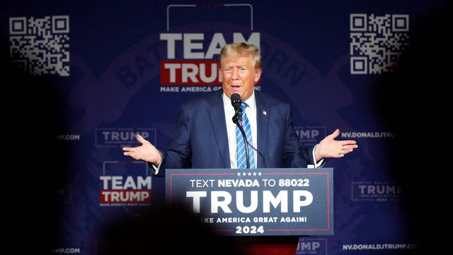 Donald J. Trump speaks at a Commit to Caucus rally in Las Vegas