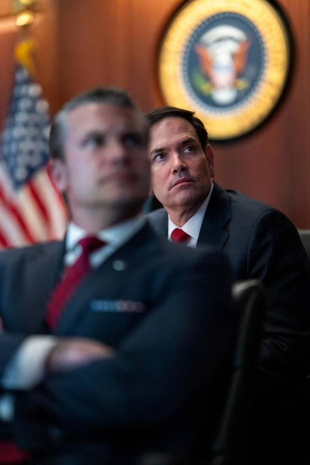 U.S. President Donald Trump holds a meeting in the Situation Room at the White House in Washington